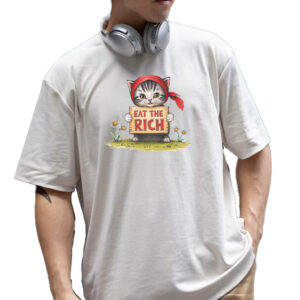 Eat the RIch Cat Anti Trump 2025 T-Shirt