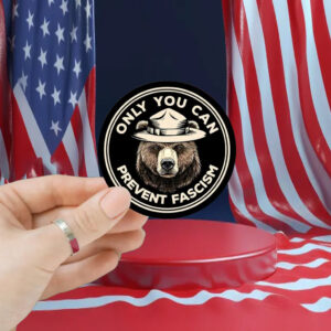 Only You can Prevent Fascism Bear Sticker, Anti Maga Anti Gop Project 25 Car Magnet