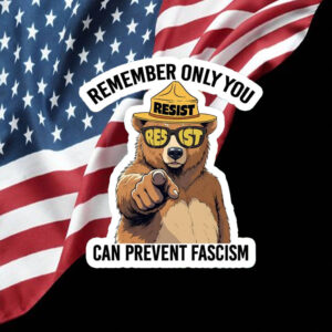 Remember Only You Can Prevent Fascism Resist Bear Sticker, Car Magnet