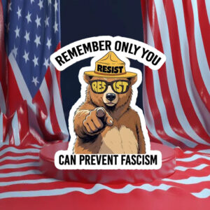 Remember Only You Can Prevent Fascism Resist Bear Sticker, Car Magnet