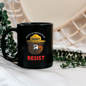 Retro Protect Our National Parks Smokey Resist Anti Trump Mug, Anti Elon Activist Mug